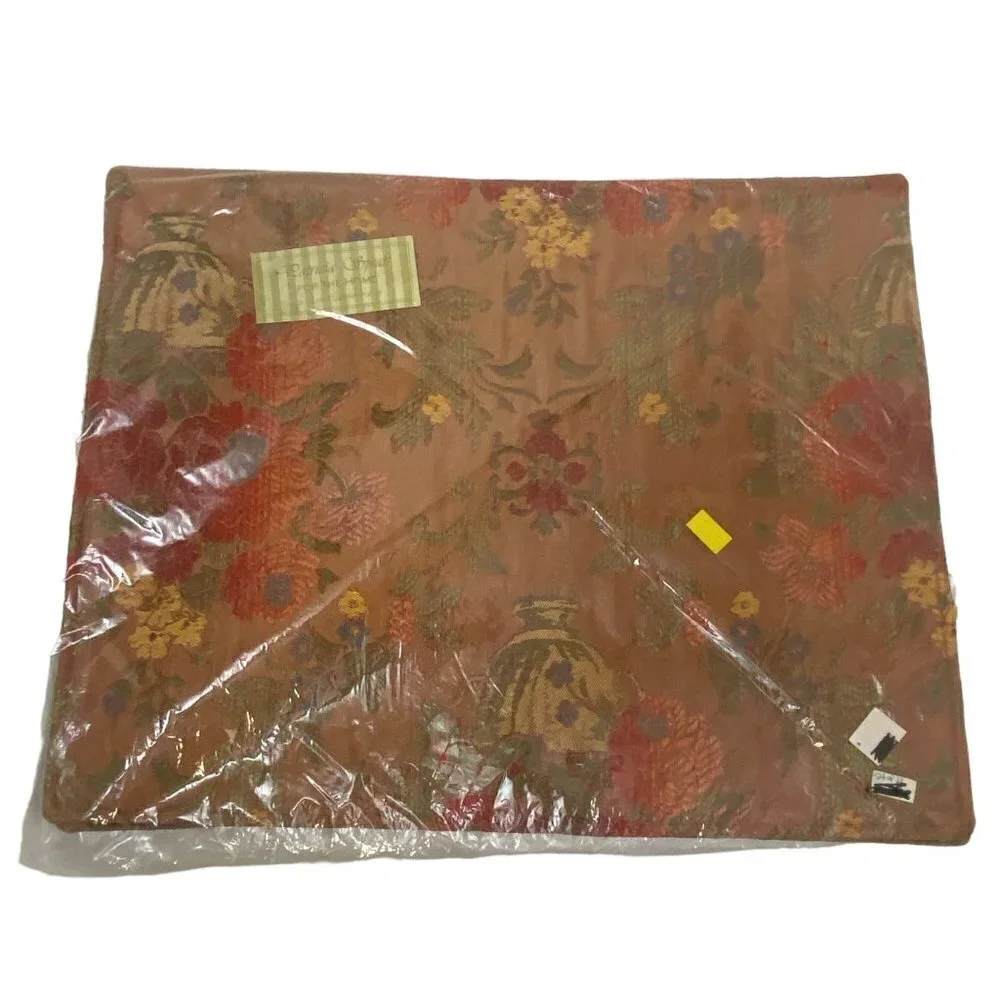 Patricia Spratt Tapestry Floral Placemats Set of 4 Brown Red Reversible NWT